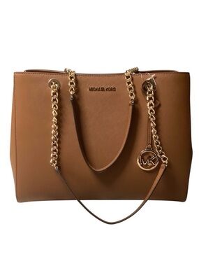 Michael Kors Brown Leather Chain-Handle Tote